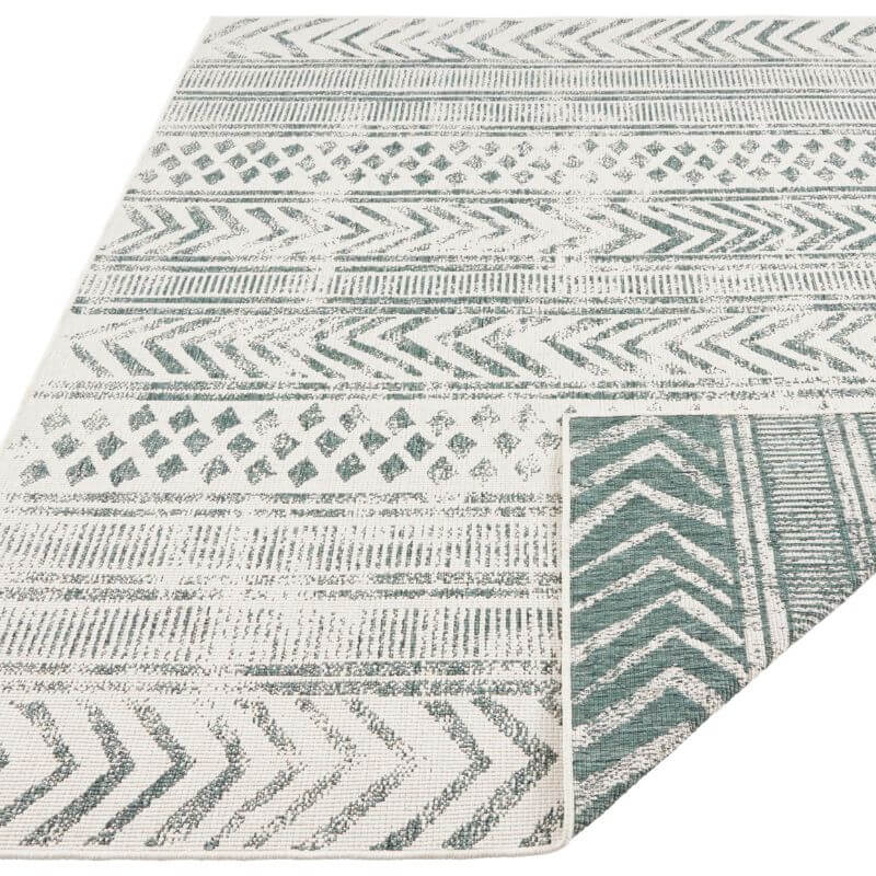 Indoor-Outdoor Reversible Geometric Green Rug