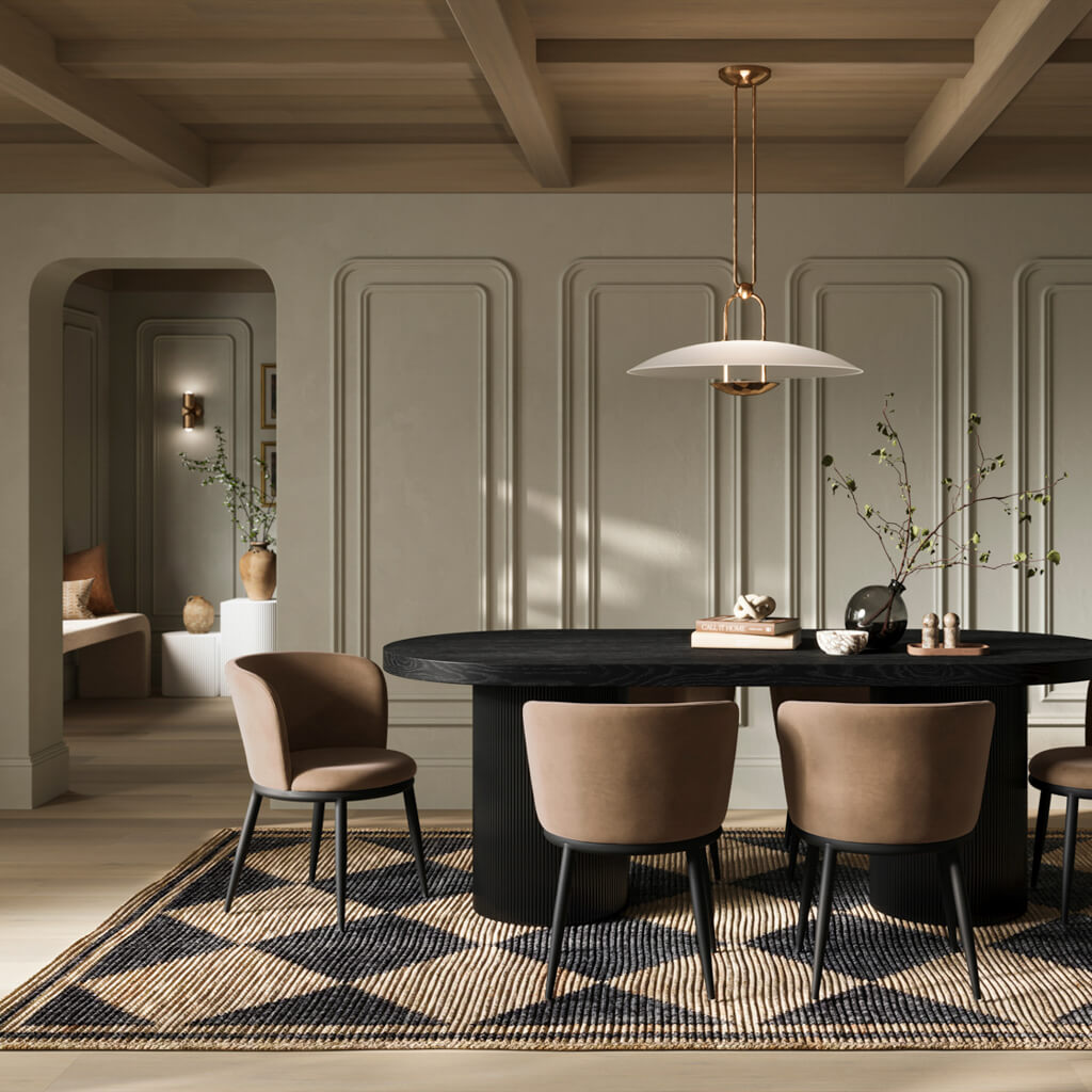 Rina Black Dining Table with 4 Nova Mole Chairs