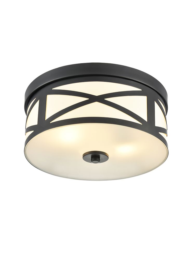 Ringo Black Painted 300mm Flush Ceiling Fitting