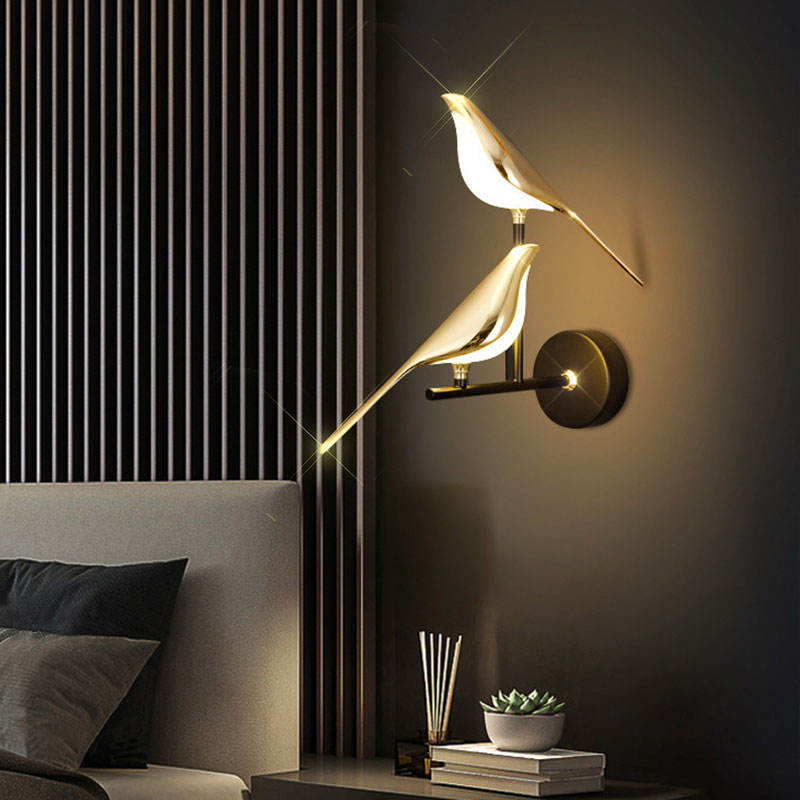 Double Chirpy LED Bird Nursery Wall Light - Hardwired Ambient.