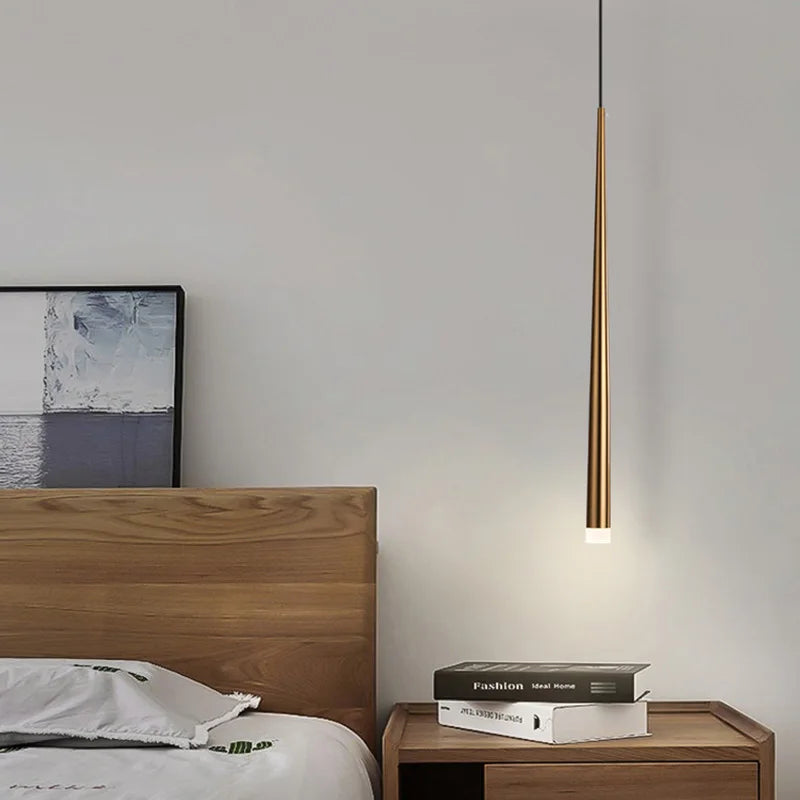 Sleek Drop Pendant Light - LED Integrated Adjustable Height Warm Light.