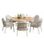 Sicily 6 Seat Round Table with Rope Chairs - Latte Frame/Latte Cushions
