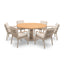 Sicily 6 Seat Round Table and Sicily Dining Chair with Teak Arms - Latte Frame/Latte Cushions