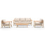 Sicily 3 Seat Sofa & Armchairs Set - Latte Frame/Latte Cushions
