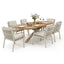 Sicily 6 Seat Rectangular Dining Set and Sicily Dining Chairs with Teak Arms - Latte Frame/Latte Cushions