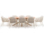 Sicily 8 Seat Rectangular Table with Rope Chairs - Latte Frame/Latte Cushions