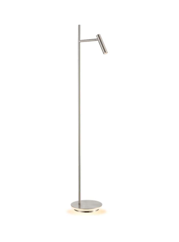 Lewis LED floor lamp with illuminated base - Satin Nickel