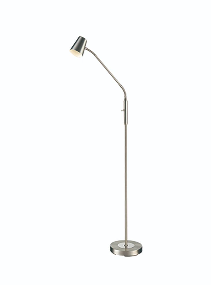 Floor Reading/Craft Lamp With Flexible Arm - Satin Nickel