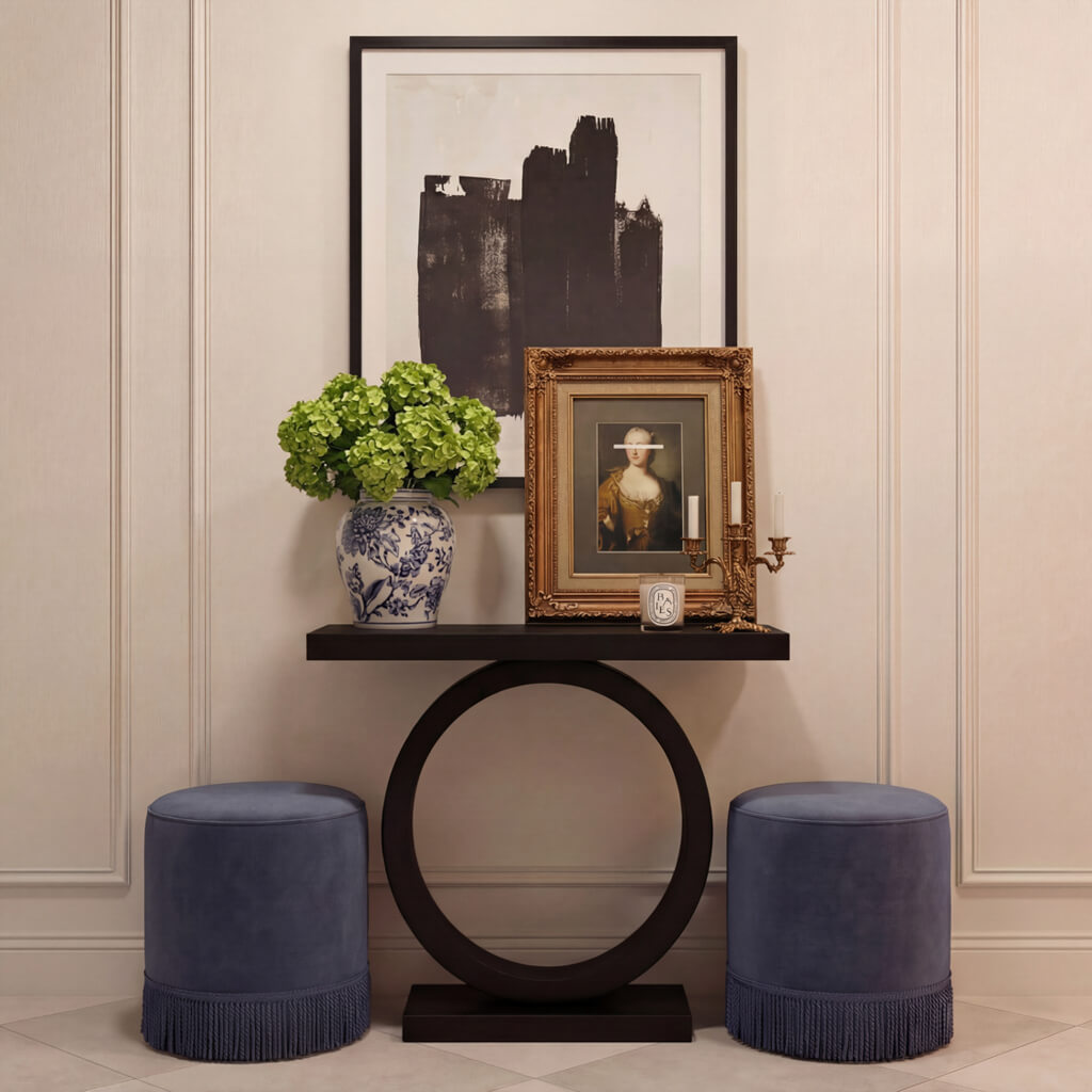 Santos Small French Blue Pouffe