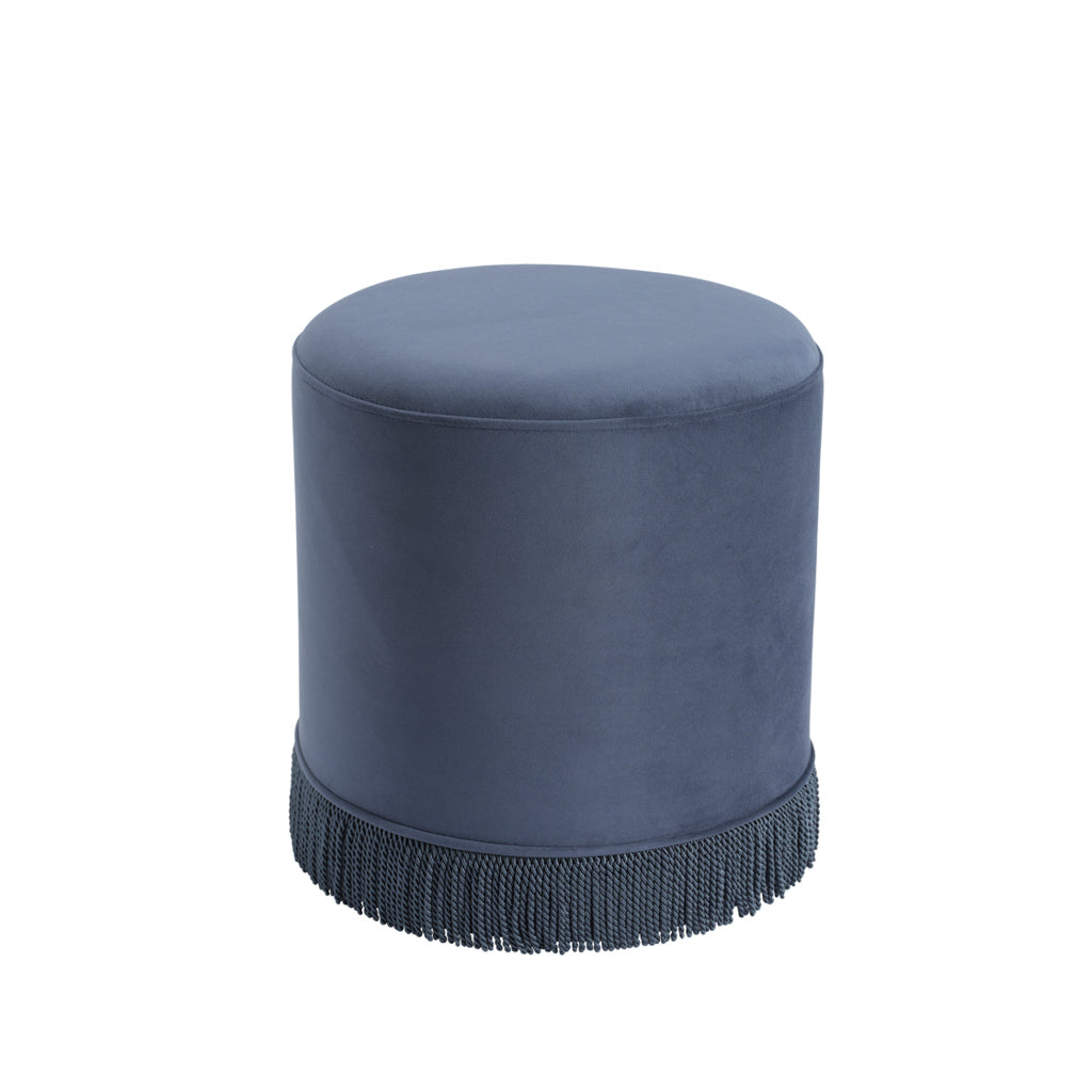 Santos Small French Blue Pouffe