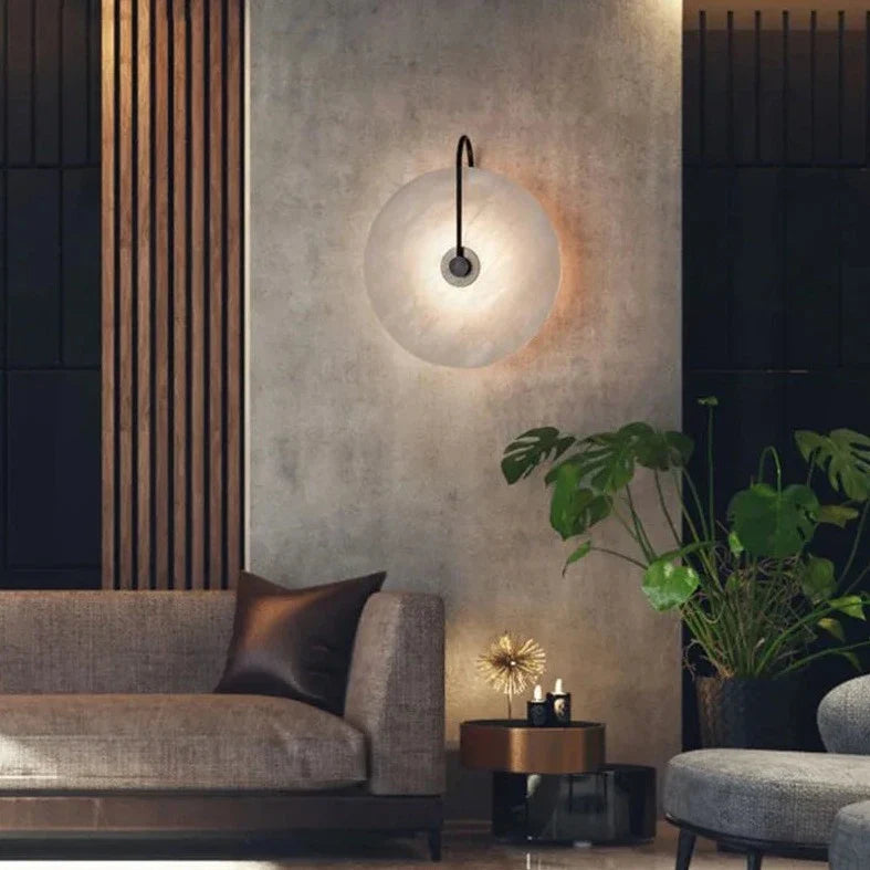 Disc Texture Marble Wall Lamp - Warm LED Light Modern Home Decor.