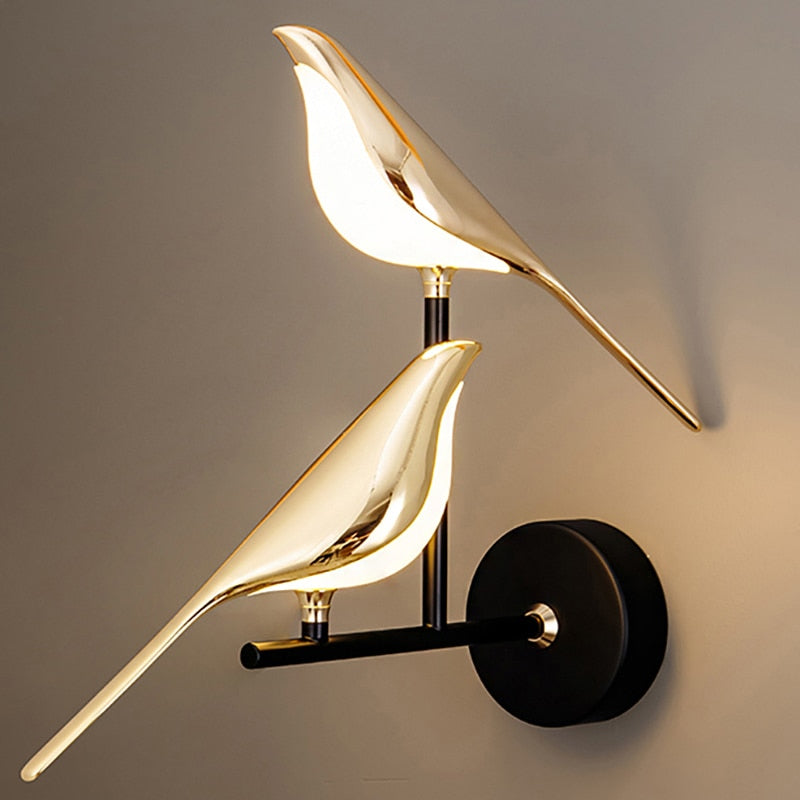 Double Chirpy LED Bird Nursery Wall Light - Hardwired Ambient.