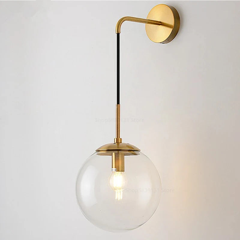 Sizzle Mid-Century Glass Globe Hanging Wall Light - Amber/Smoke/Clear.