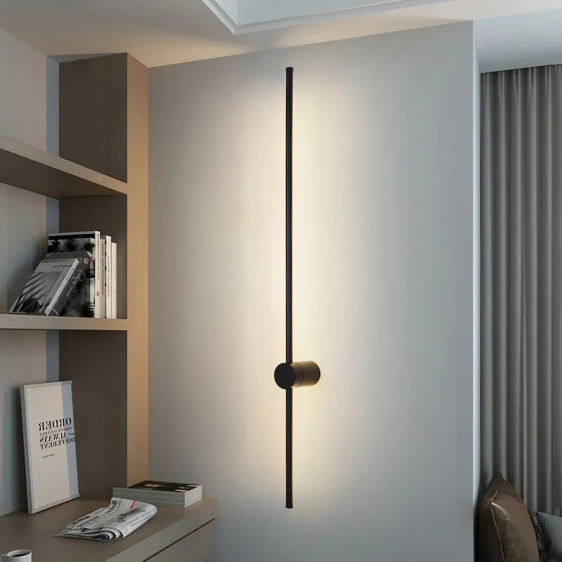 Black LED Wall Light - Warm Modern Bedroom Lounge Lamp Easy Install.