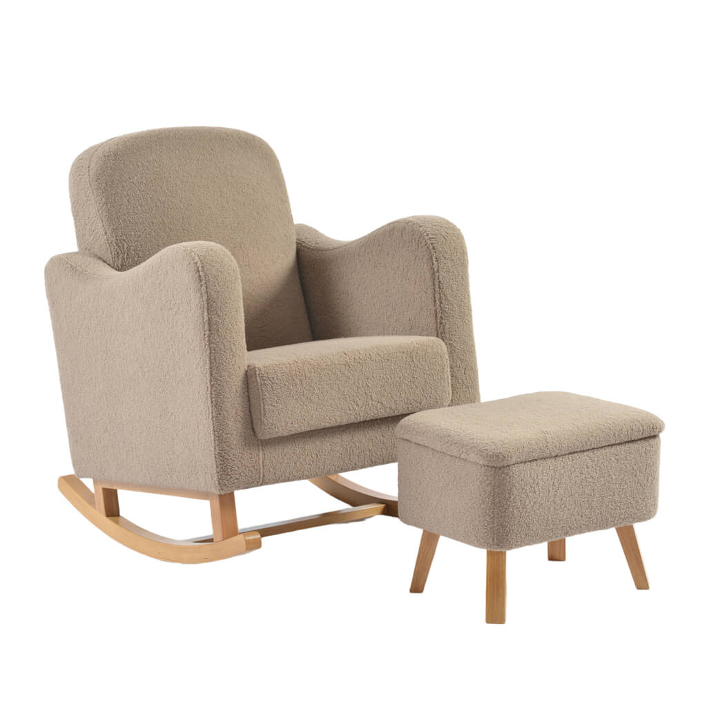 Soother Nursing Chair and Footstool Sage Boucle