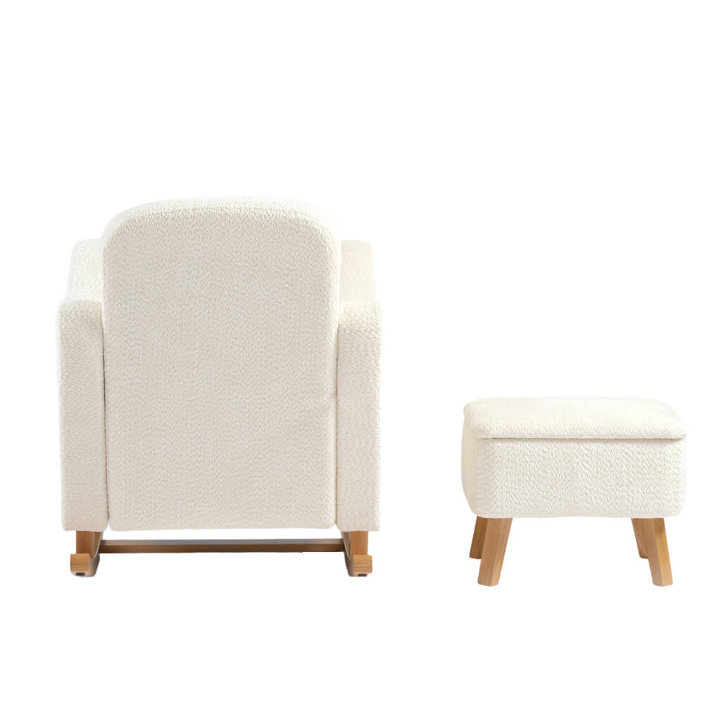 Soother Nursing Chair and Footstool Off White Boucle