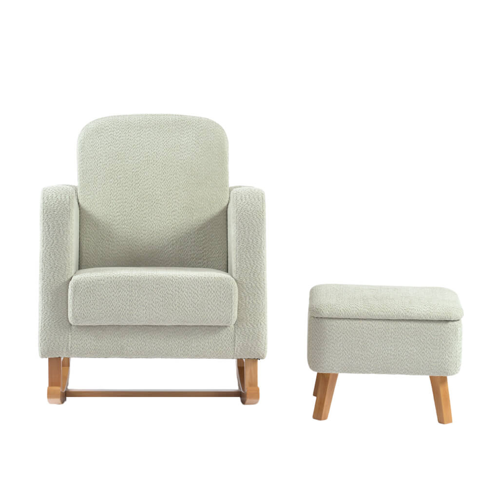Soother Nursing Chair and Footstool Sage Boucle