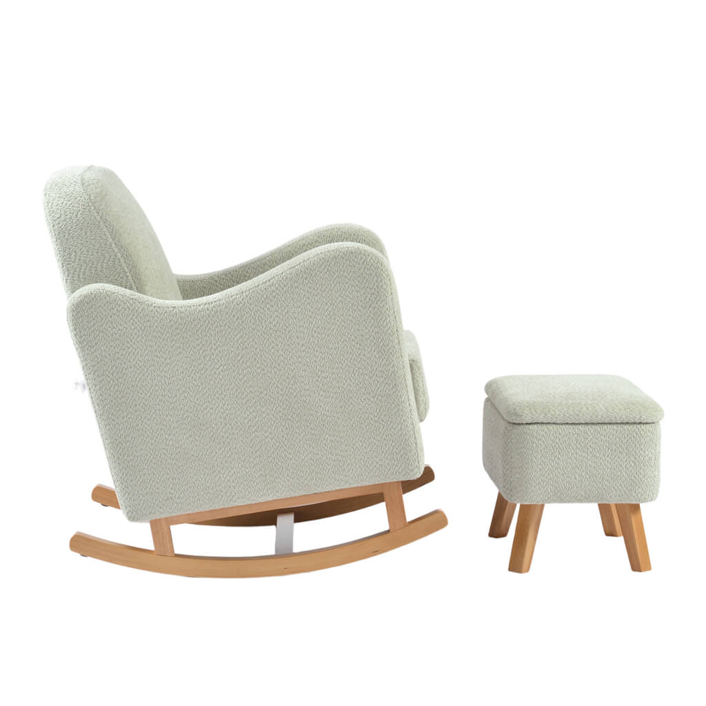 Soother Nursing Chair and Footstool Sage Boucle
