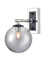 Stellar Wall Light Polished Nickel with Smoke Glass