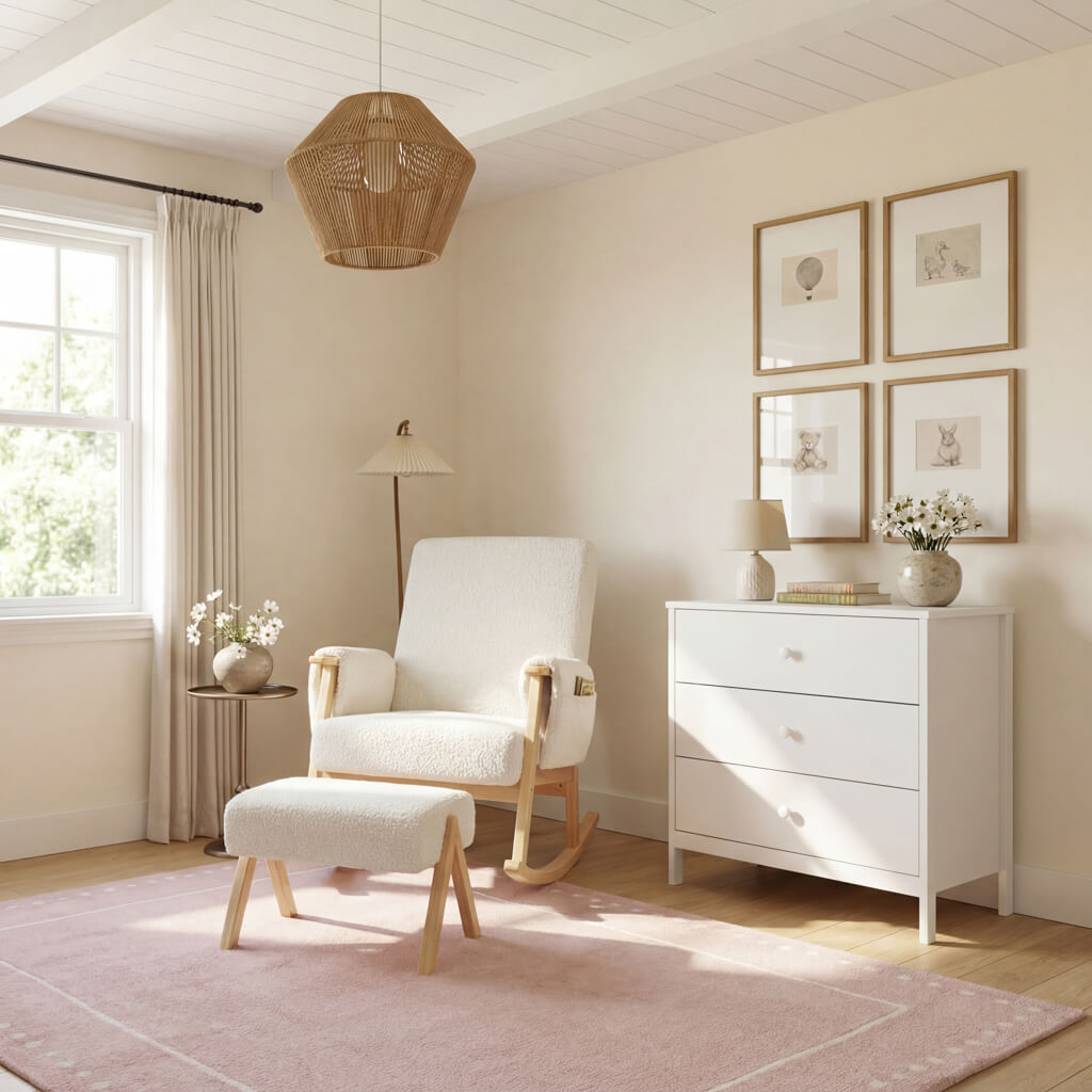 Storyteller Nursing Chair and Footstool Off White Ted