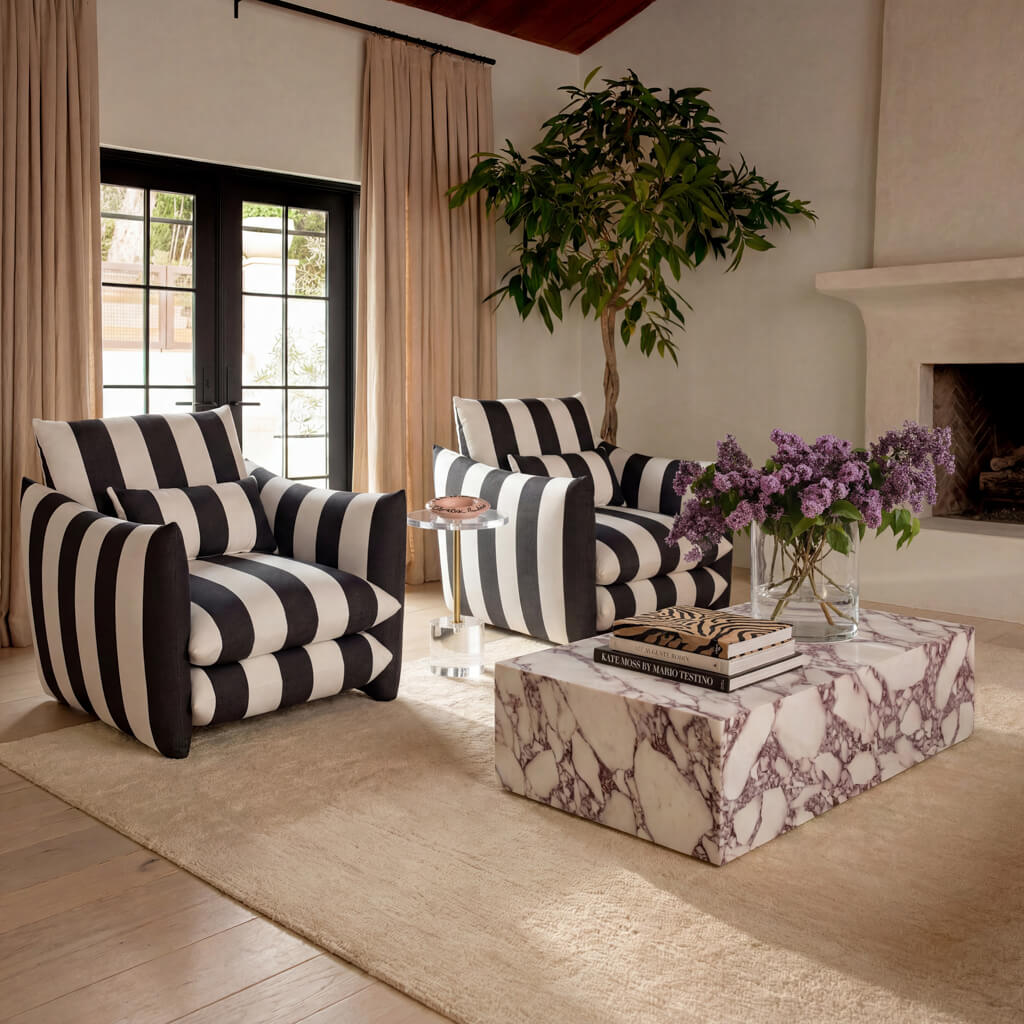 Sycamore Black and White Striped Chair