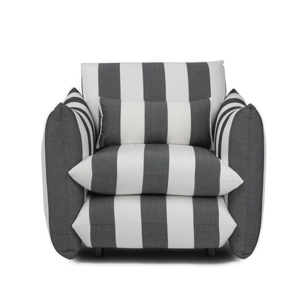 Sycamore Black and White Striped Pouffe
