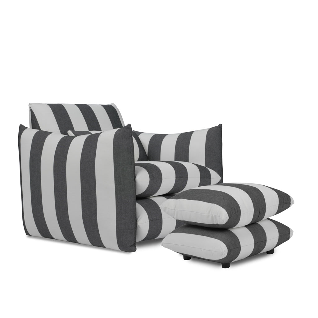 Sycamore Black and White Striped Pouffe