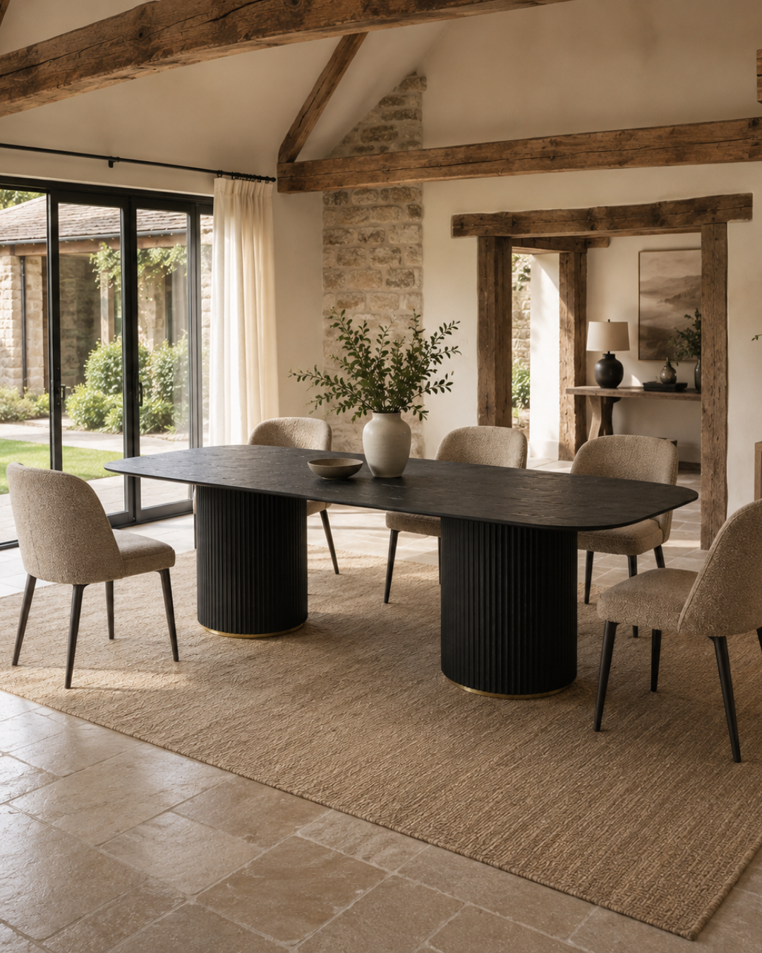 Lantine 280 Dining Table - Black Oak & Brass