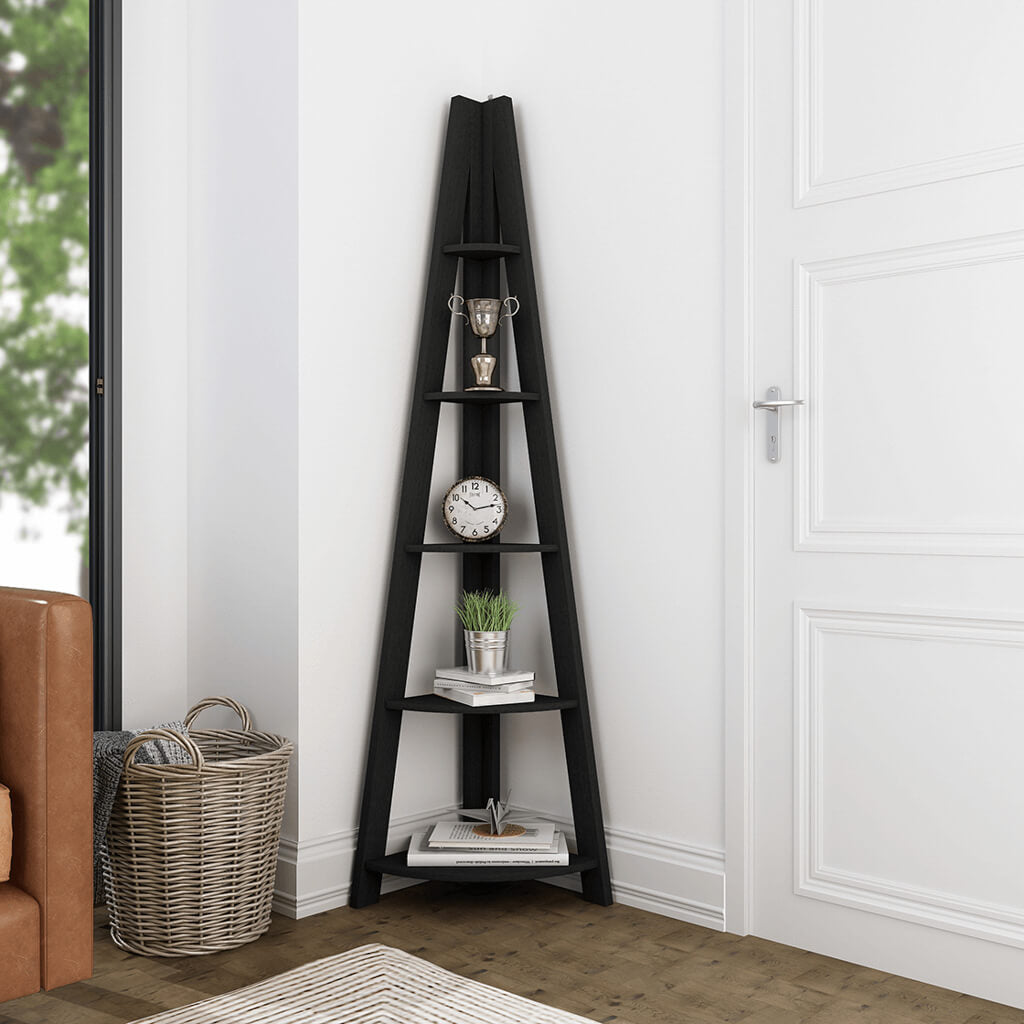 Tiva Black Corner Ladder Shelving