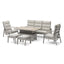 Valencia 3 Seat Reclining Sofa Set with Rising Table and Stools - Latte