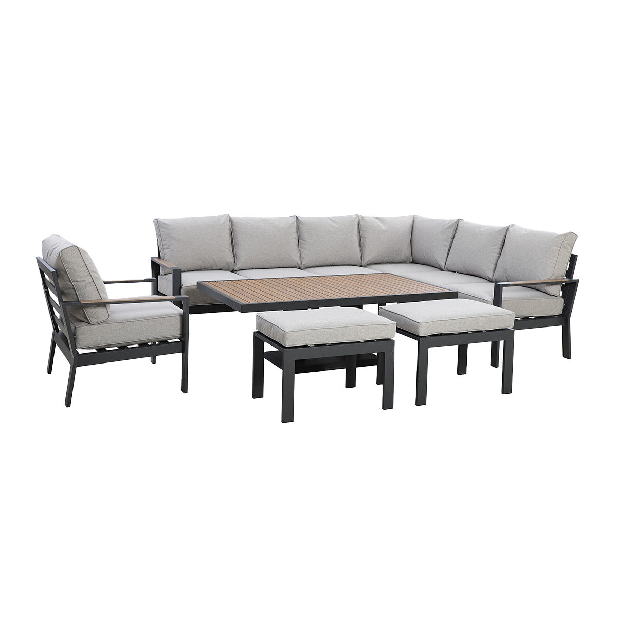 Vancouver Large Corner Dining Set With Rectangular Rising Table & Armchair - Dove Grey