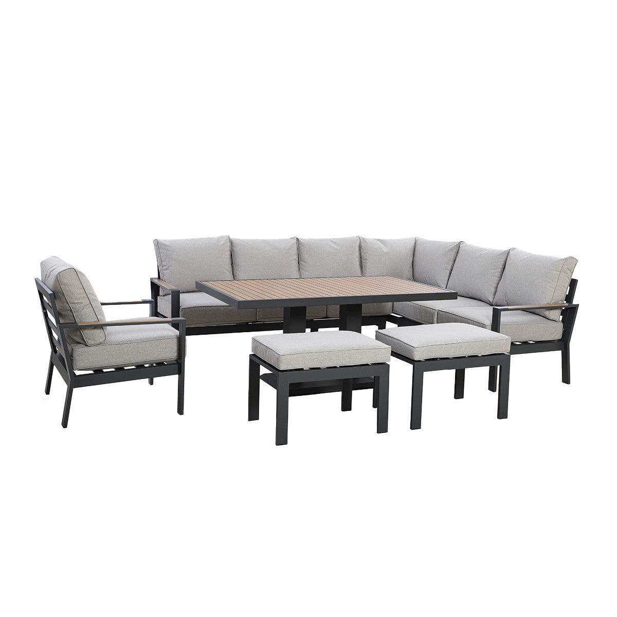 Vancouver Large Corner Dining Set With Rectangular Rising Table & Armchair - Dove Grey