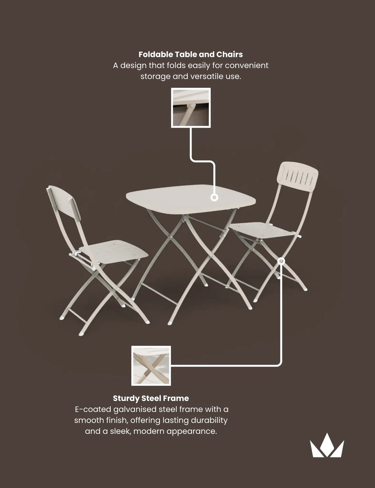 Venice 2 Seater Folding Bistro Set in Champagne