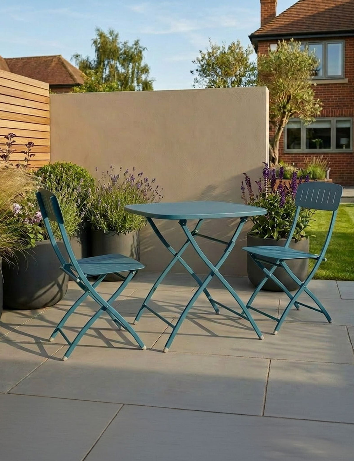 Venice 2 Seater Folding Bistro Set in Caribbean Blue