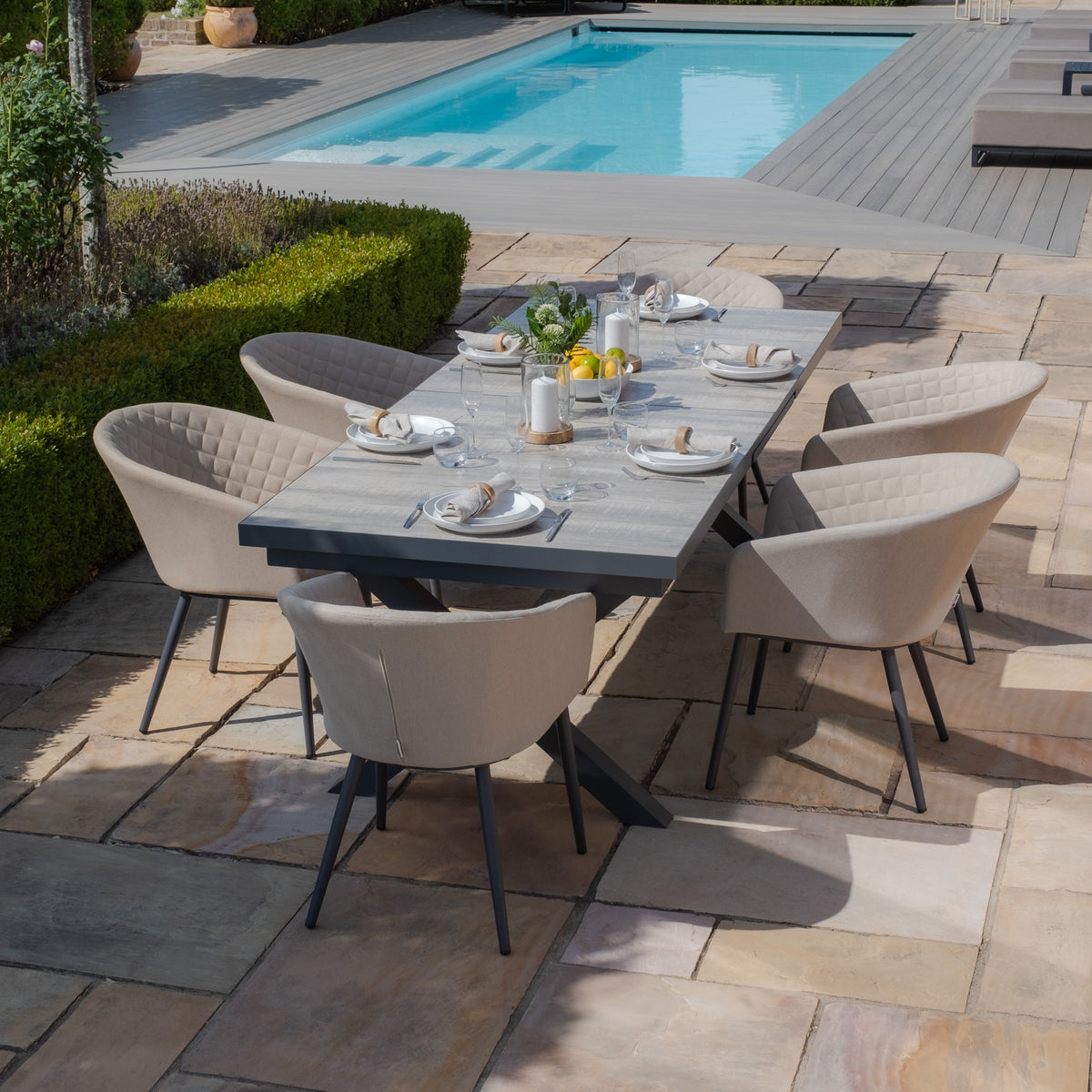 Vienna Rectangular Extending Dining Table With Ambition Oatmeal Dining Chairs
