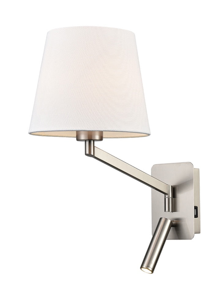 Swing Arm Bracket with USB/LED - Satin Nickel