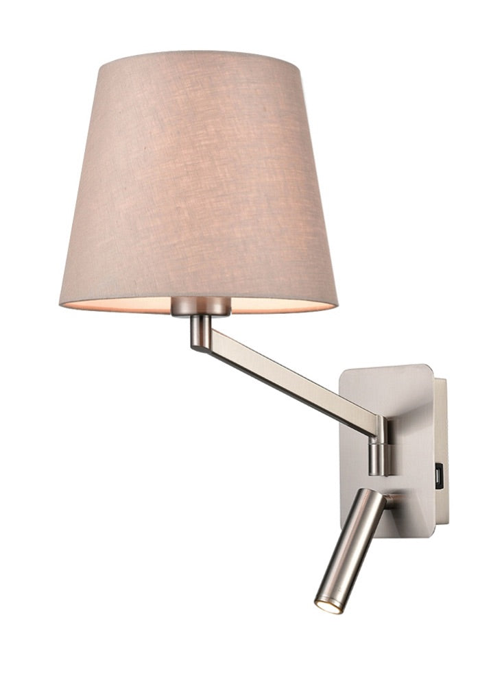 Swing Arm Bracket with USB/LED - Satin Nickel