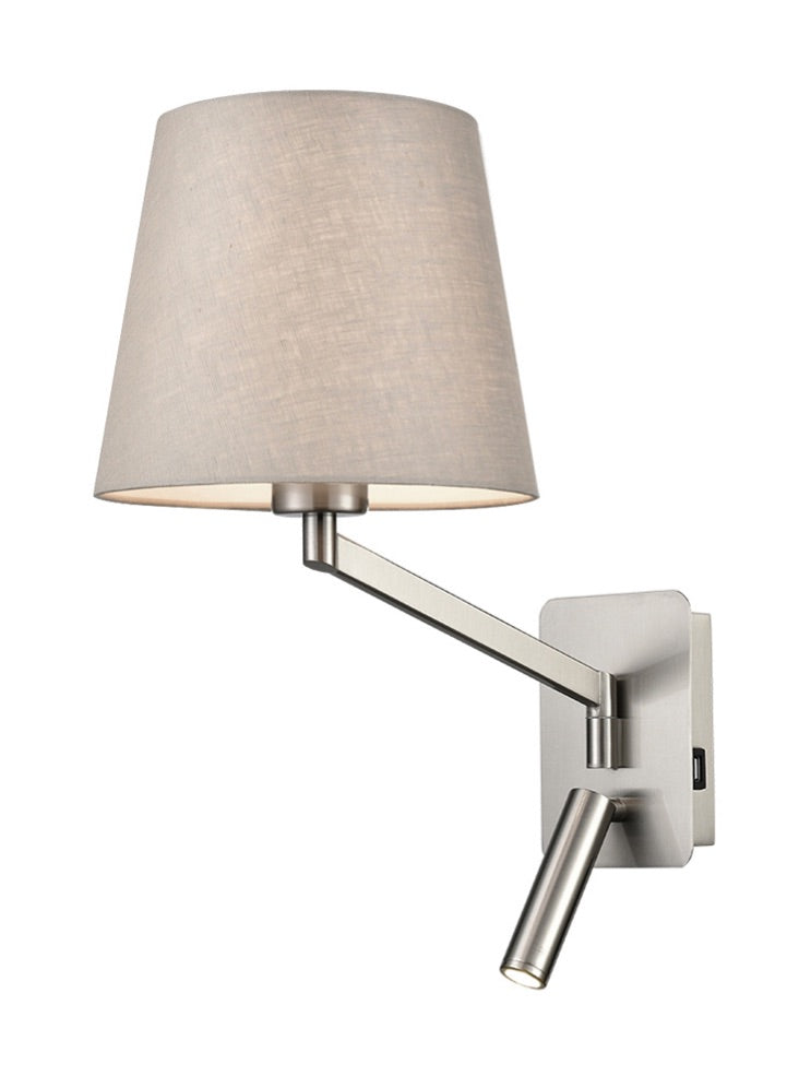 Swing Arm Bracket with USB/LED - Satin Nickel