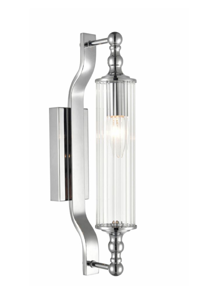 Empire wall light with clear ribbed glass - Chrome