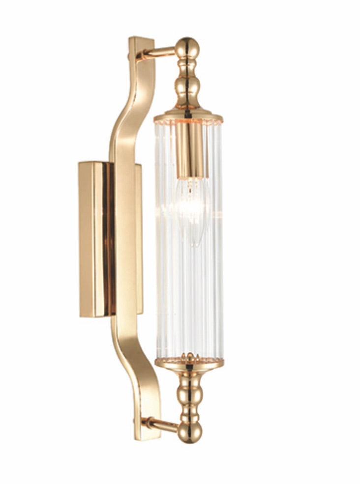 Empire wall light with clear ribbed glass - Gold Colour