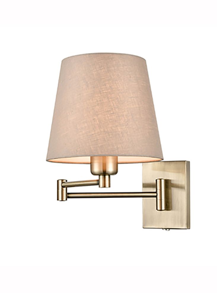 Swing arm wall light with taupe shade