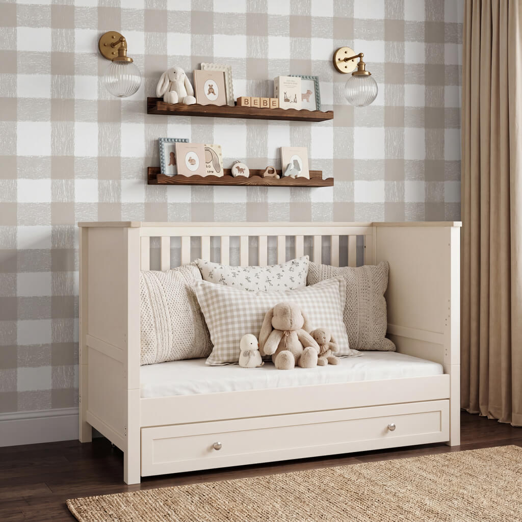 Wanderer Cot Bed Cashmere and Oak