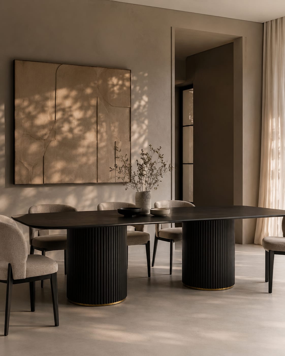 Lantine 280 Dining Table - Black Oak & Brass