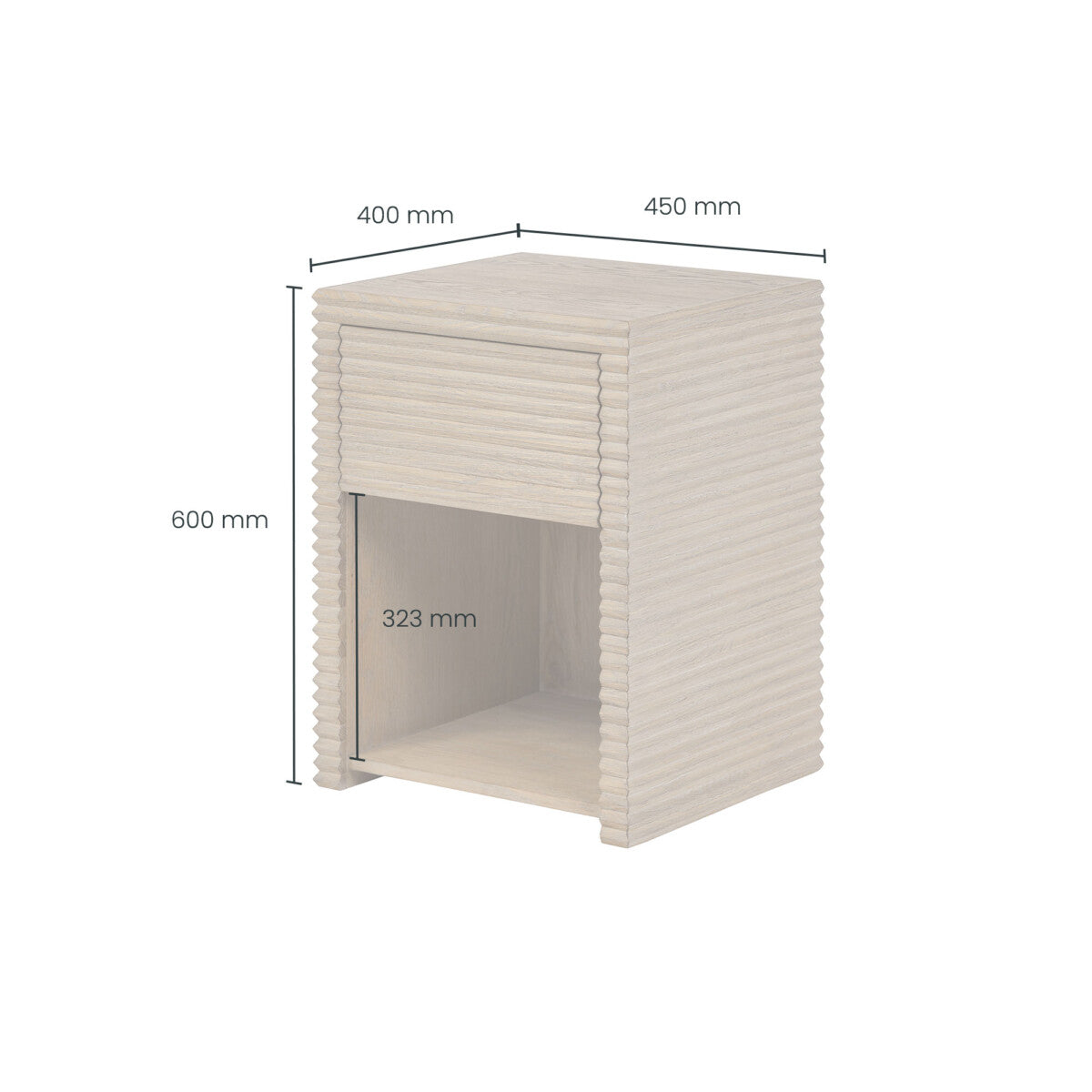 Wickham Bedside Table | One Drawer | Oak | Ribbed