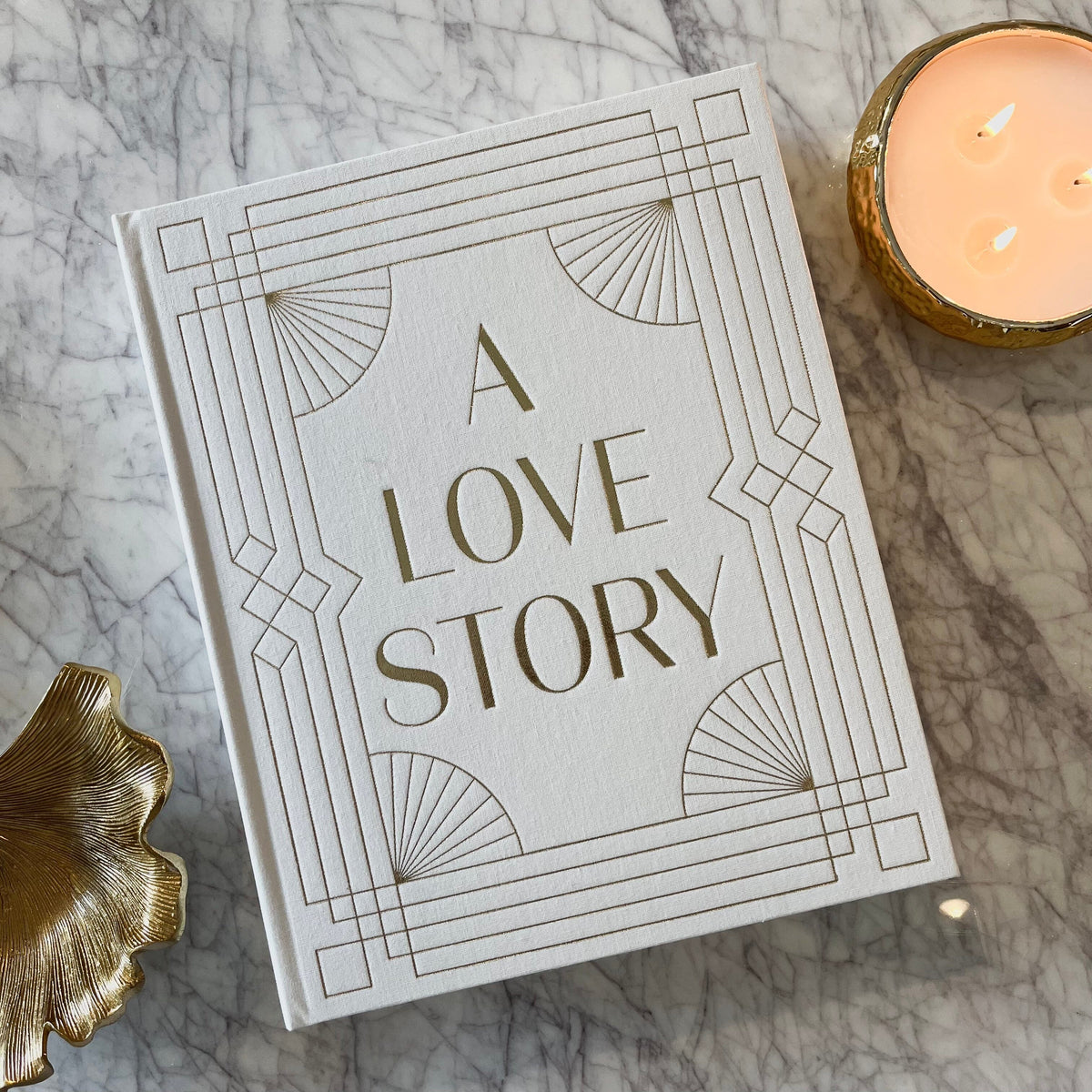 'A Love Story' Cream & Gold Luxury Wedding Photo Album