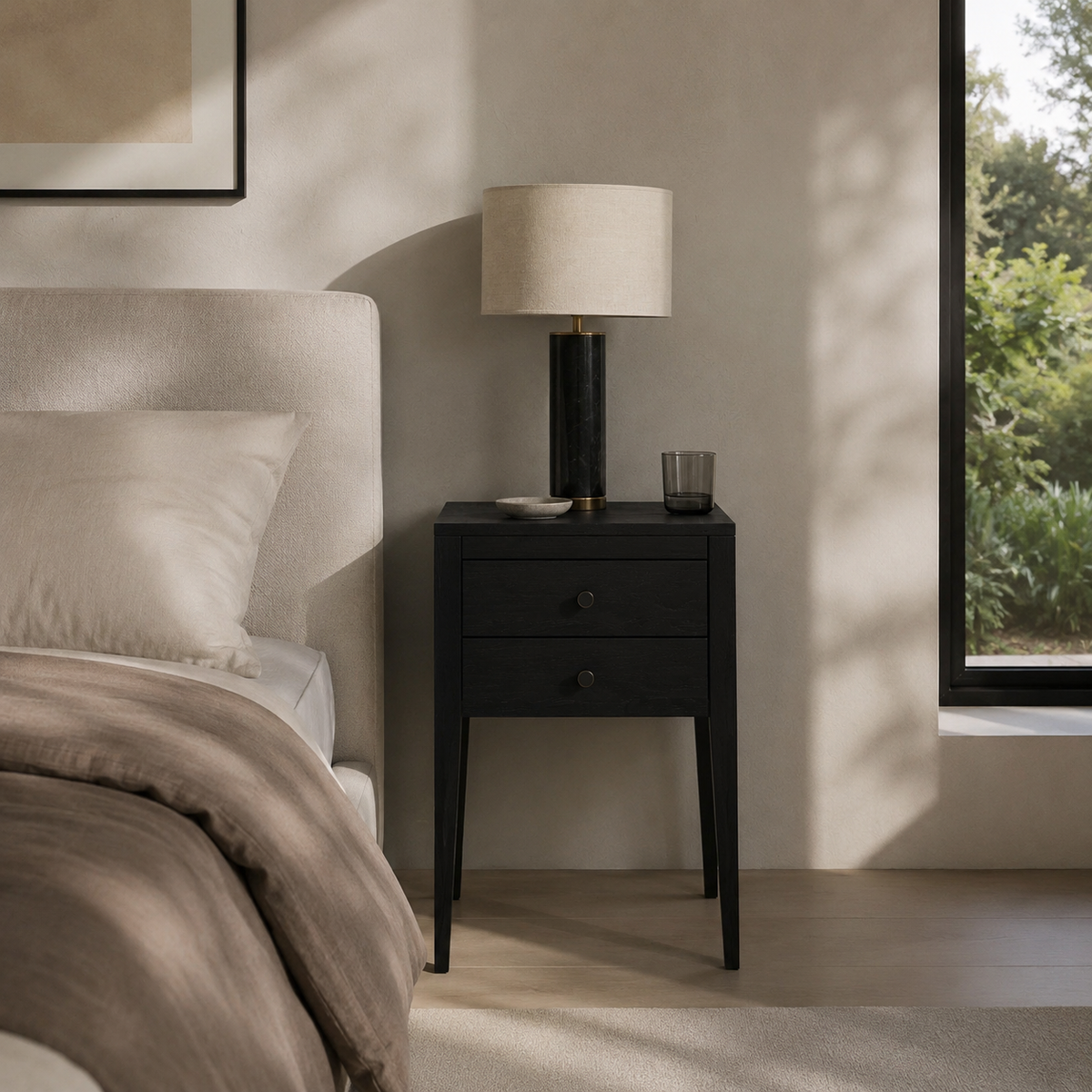 Radford Bedside - Black - 2 Drawers