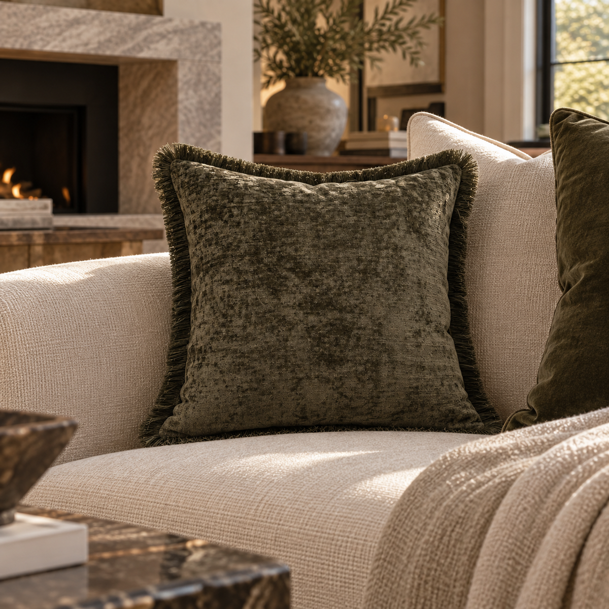 Paul Moneypenny Curtaincall Olive Cushion
