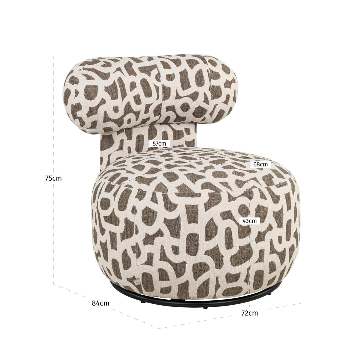 Lounge chair Kaya weave brown swivel