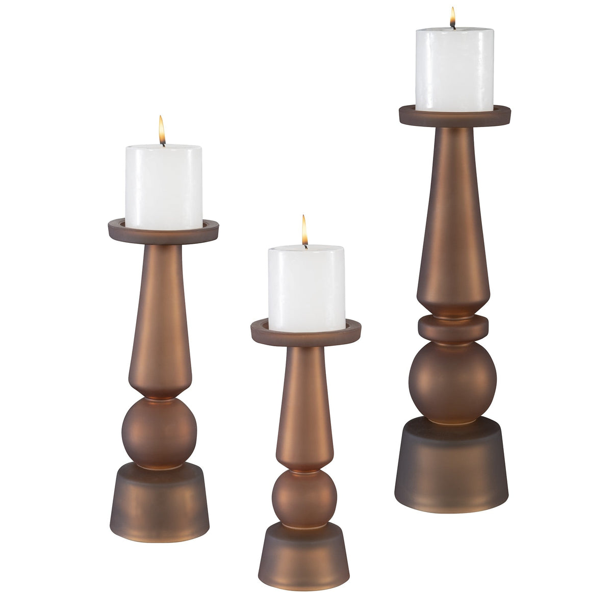 Cassiopeia Butter Rum Glass Candleholders, S/3