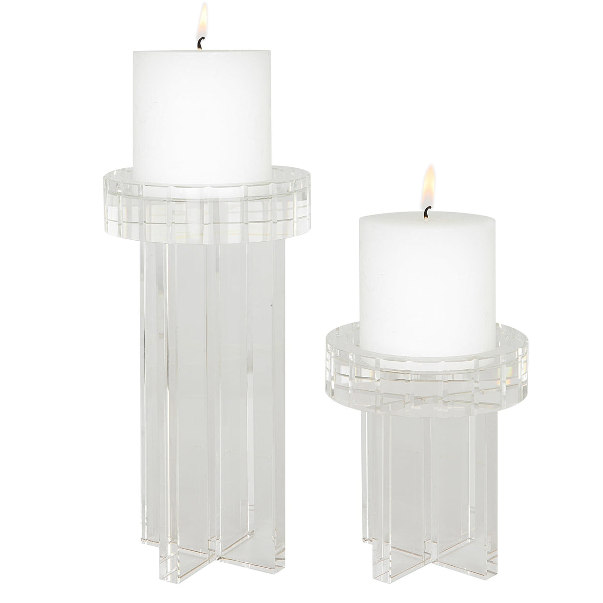 Crystal Pillar Candleholders, Set/2